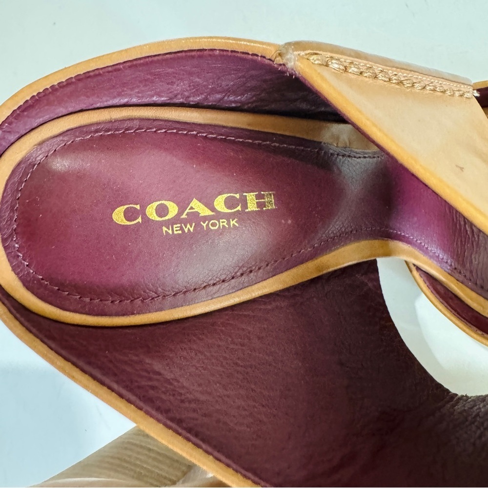 Coach tan leather wooden heels EUC - Picture 13 of 15